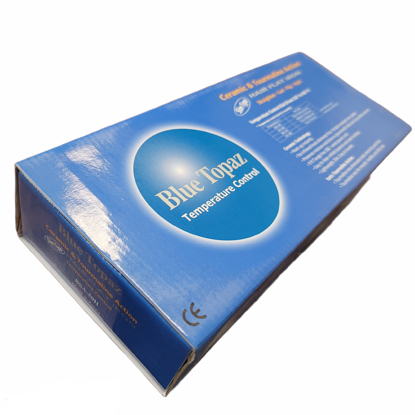 Blue Topaz ceramic tourmaline Hair Flat Iron 1/2"