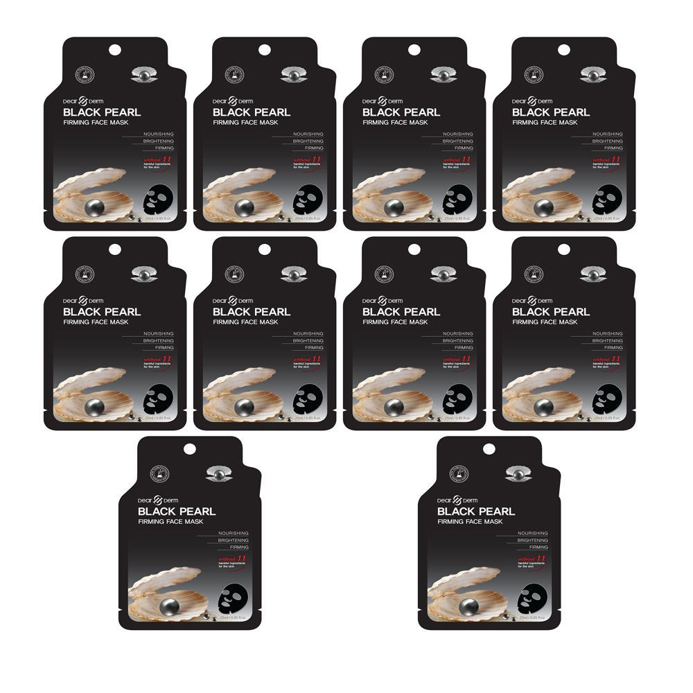 Dearderm Black Pearl Firming Full Facial Mask (10pcs)-Beauty Zone Nail Supply