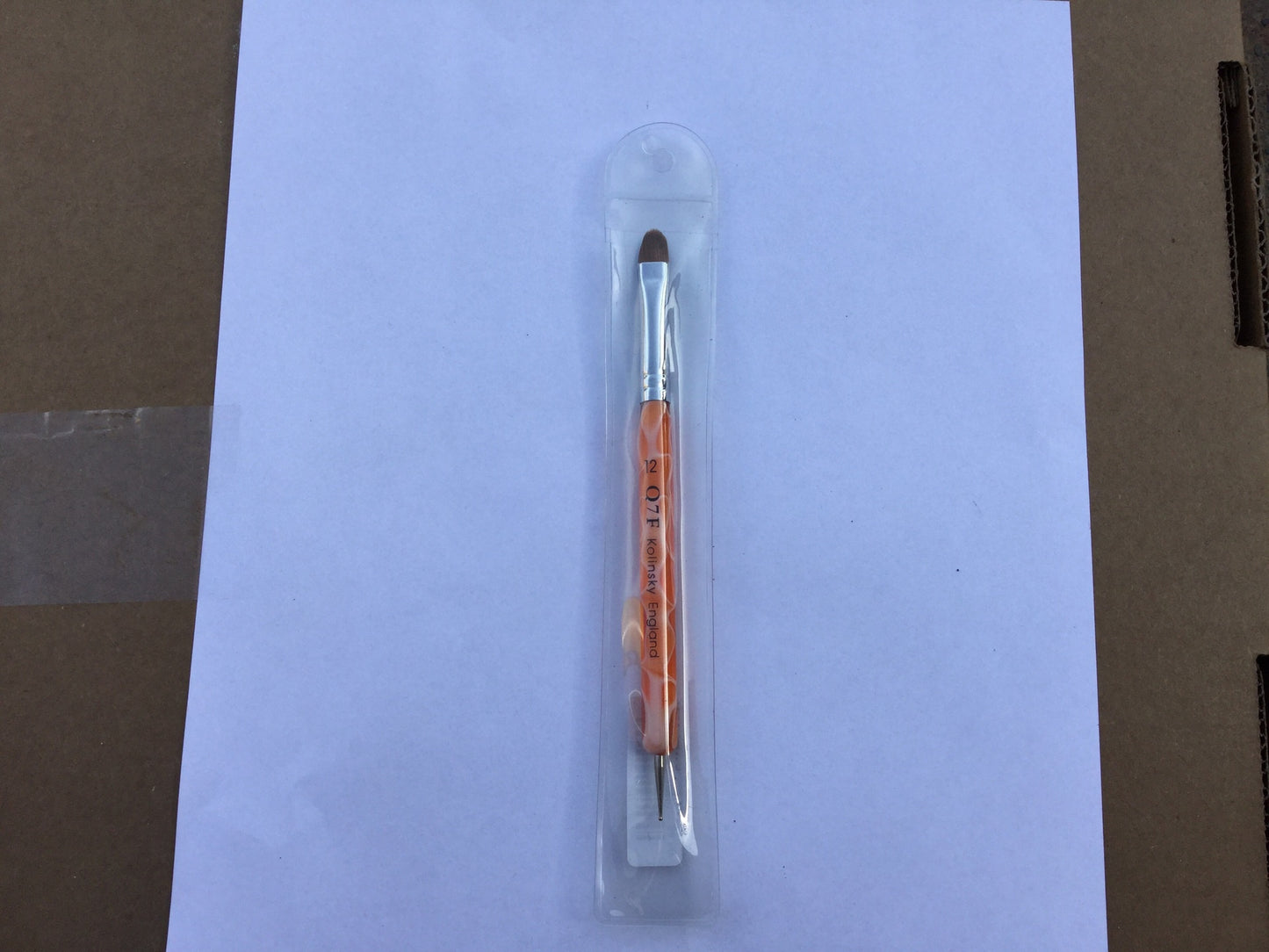Nail French Brush kolinsky TRI-7F Orange Marble Size 12-Beauty Zone Nail Supply