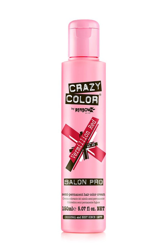 Crazy Color Semi Permanent Hair Dye Color 040 Vermillion Red 150ML 5.07 oz