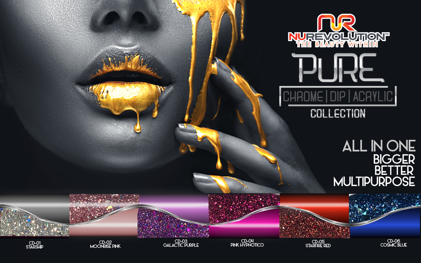 Nurevolution Dip Powder Pure Chrome Kit (6) #1 Kit-Beauty Zone Nail Supply