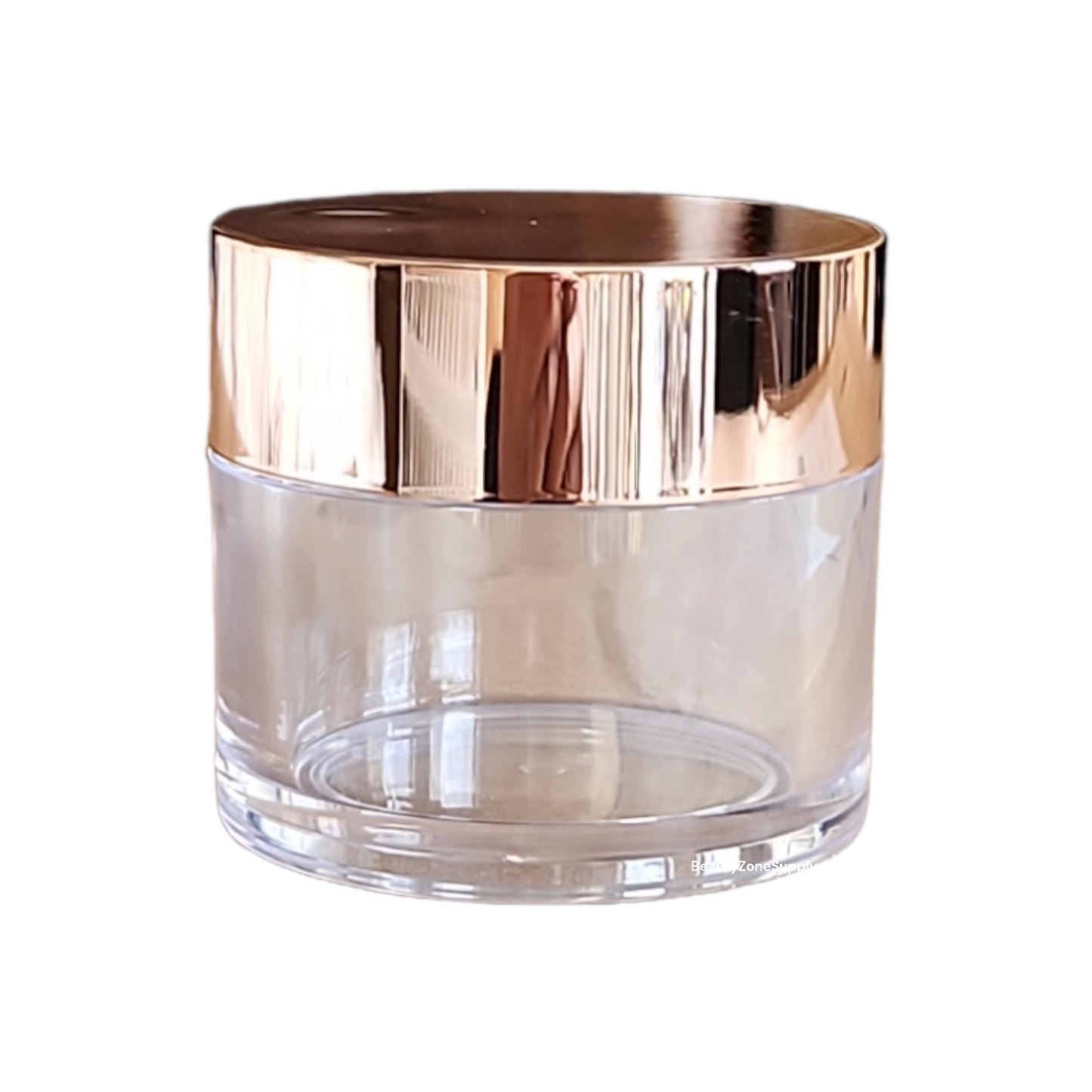 Double Wall Plastic Jars 2 oz High Cap Chromed Gold PB02G