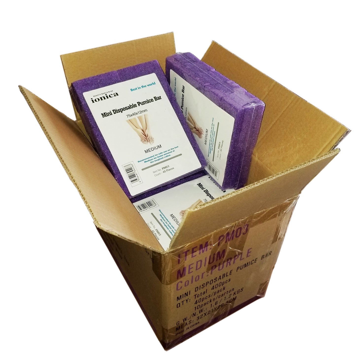 Ionica pumice purple 400 pc medium #pk2-m-Beauty Zone Nail Supply