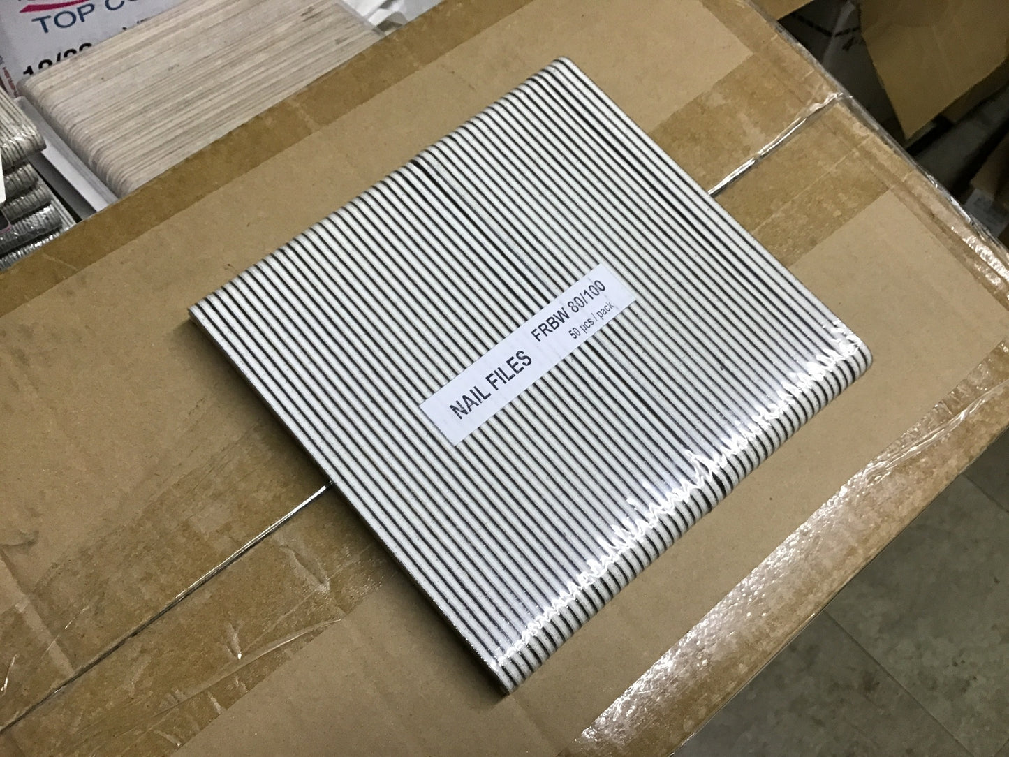 Nail File Regular 7" 80/100 White Black 50 pc #F044-Beauty Zone Nail Supply