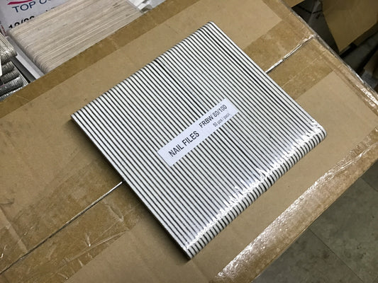 Nail File Regular 7" 80/100 White Black 50 pc #F044-Beauty Zone Nail Supply