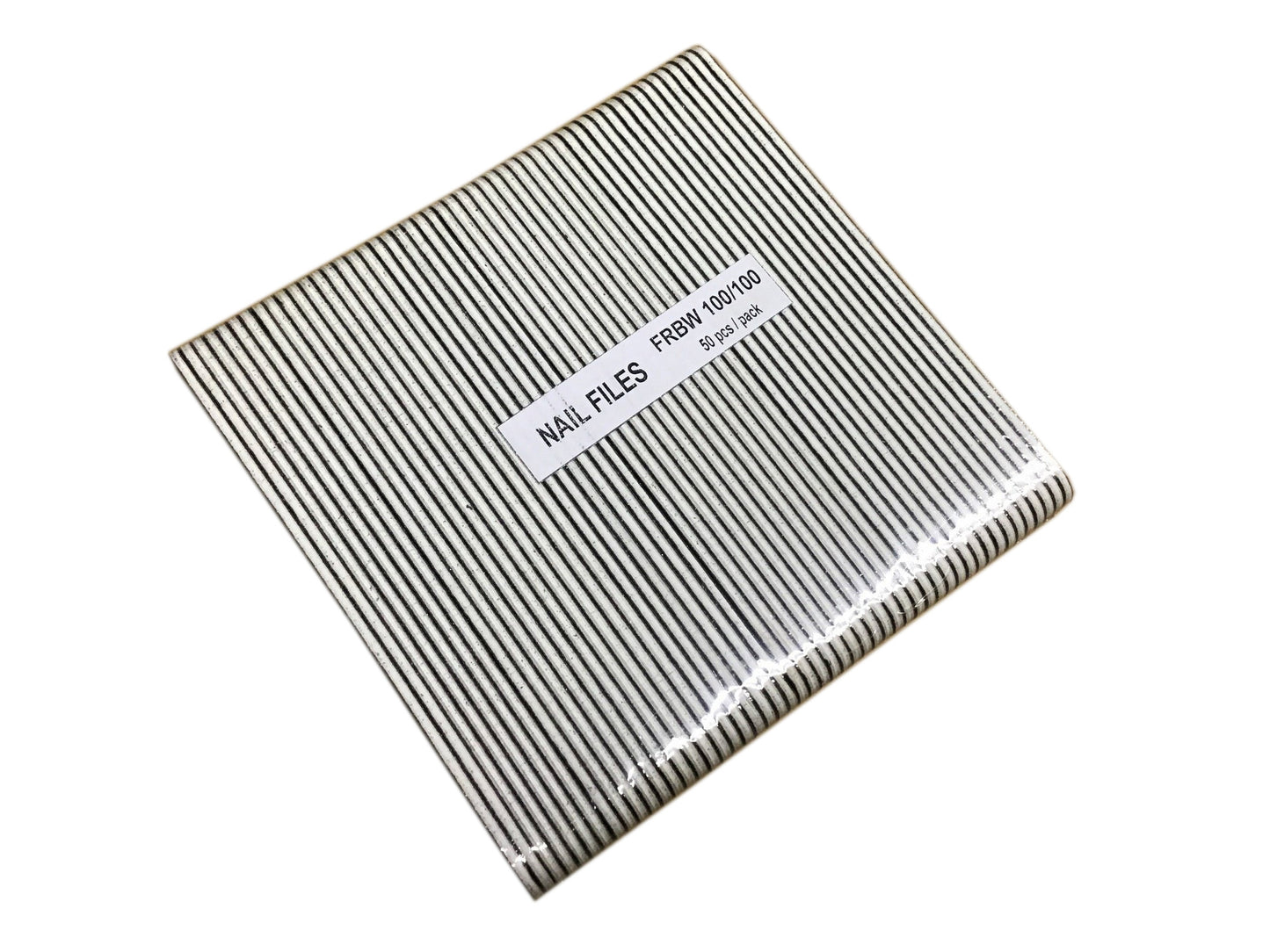 Nail File Regular 7" 100/100 White Black 50 pc #F043-Beauty Zone Nail Supply