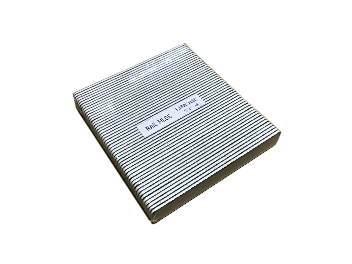 Nail File Jumbo 80/80 White Black 50 pc #F058-Beauty Zone Nail Supply