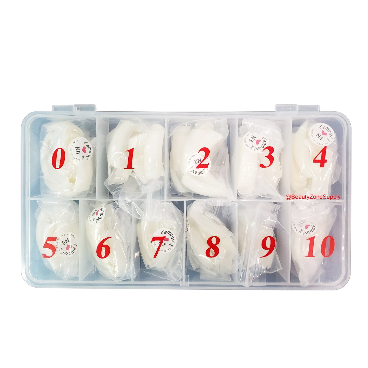 Lamour Lamour Tip Natural 0 to 10 (Tip Box 550 tips)-Beauty Zone Nail Supply