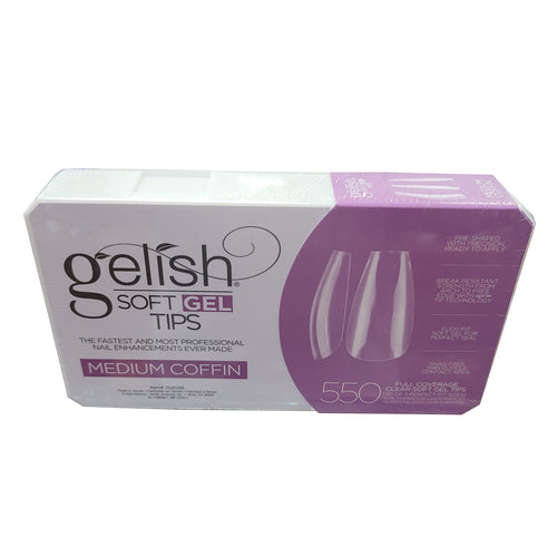 Gelish Soft Gel Tips Medium Coffin 550 ct #1168098-Beauty Zone Nail Supply