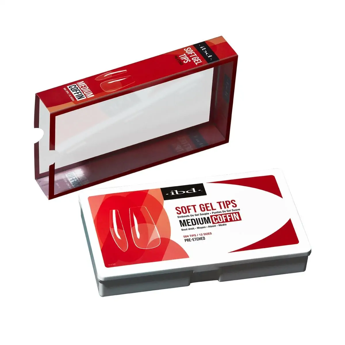 Ibd Clear Soft Gel Tips 504 Box Medium Coffin #36205