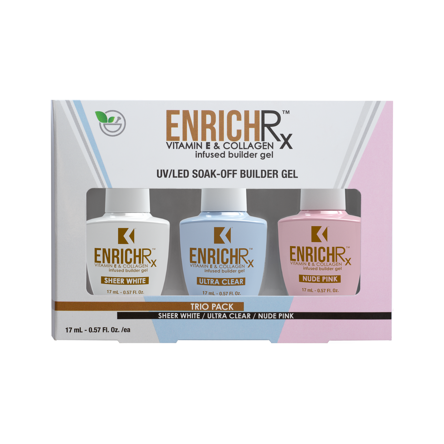 Kupa GelFinity EnrichRx Builder Gel Trio Pack Ultra Clear, Sheer White & Nude Pink
