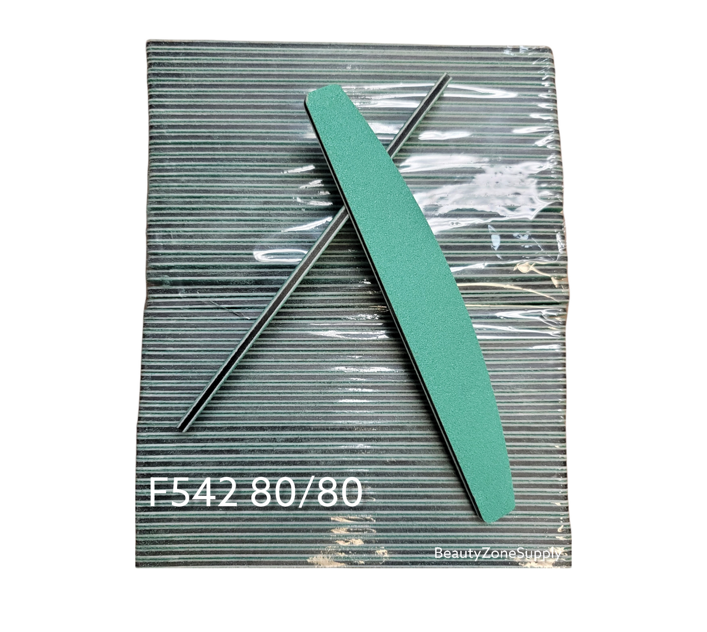 Nail File Green Mylar Grit 80/80 Half Moon USA 50 pcs #F542