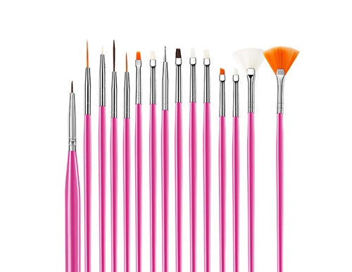 Nail art brush Rose red handle set 15 pcs