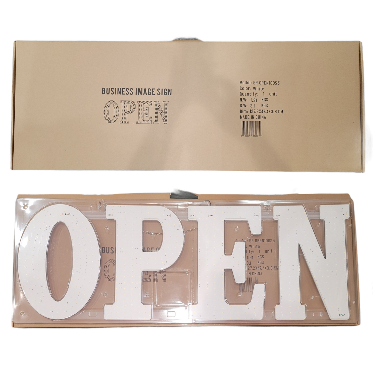 OPEN Sign LED Super Bright Large 5000K 17 x 48