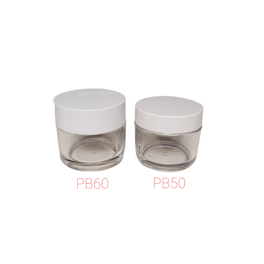 Empty 2 oz Clear Double Wall Plastic Jars With High Cap PB60