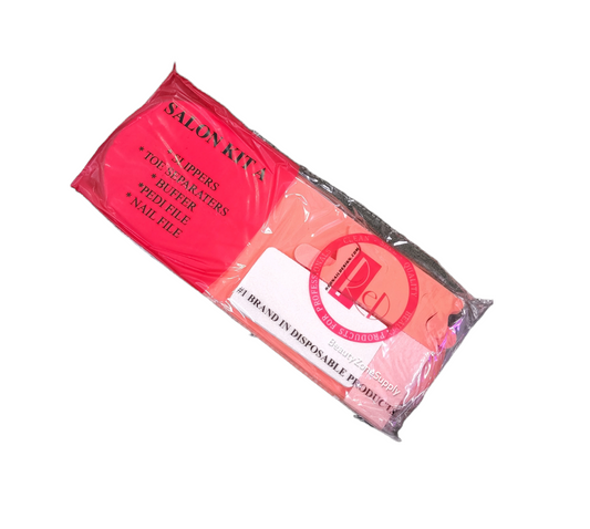 Pedicure Kit 5 RED (Sand pad-Buffer-File-Toe-Slipper) #R24