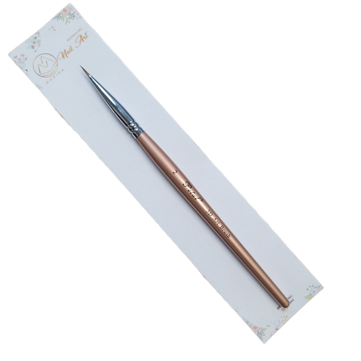 Petal 3d Nail Art Brush Brown Handle Size 2