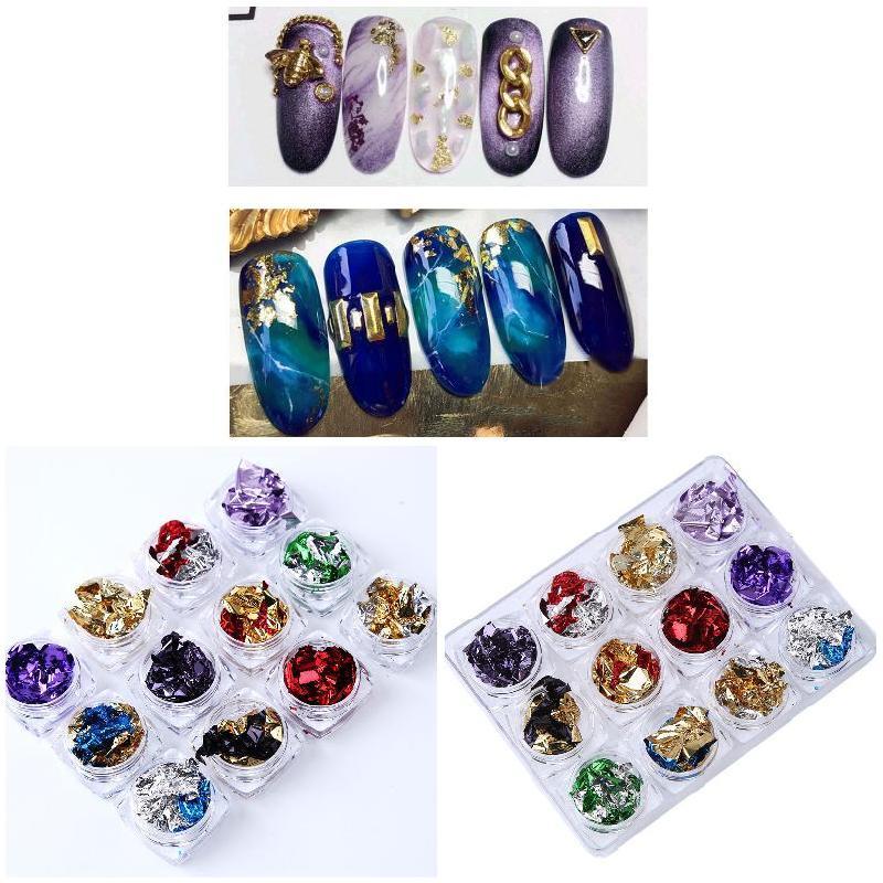 12 Color Foil Paillette Chip Nail Art Flakes Design Decoration Decals Set-Beauty Zone Nail Supply