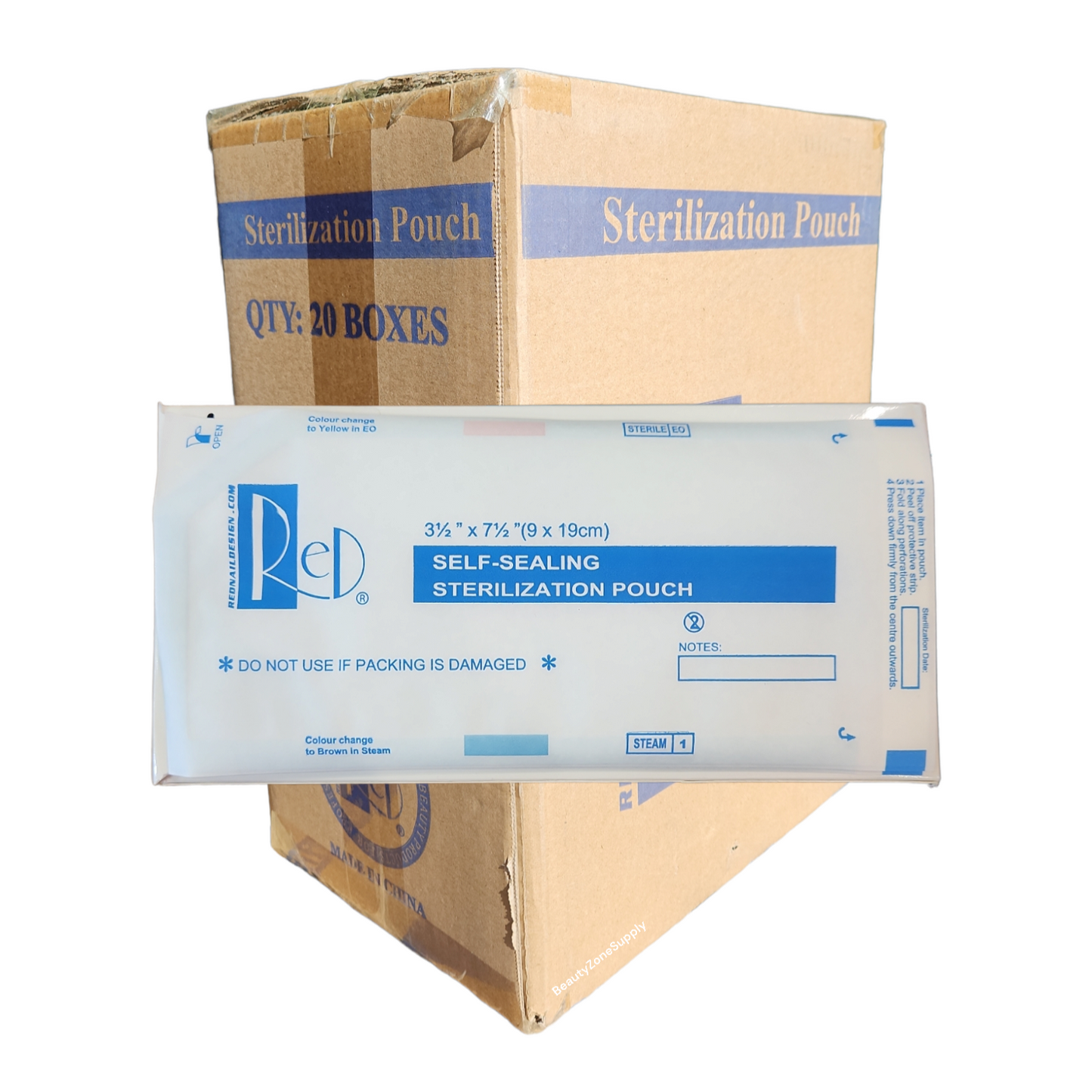 RED Sterilizer Pouch Small - Case 20 Box