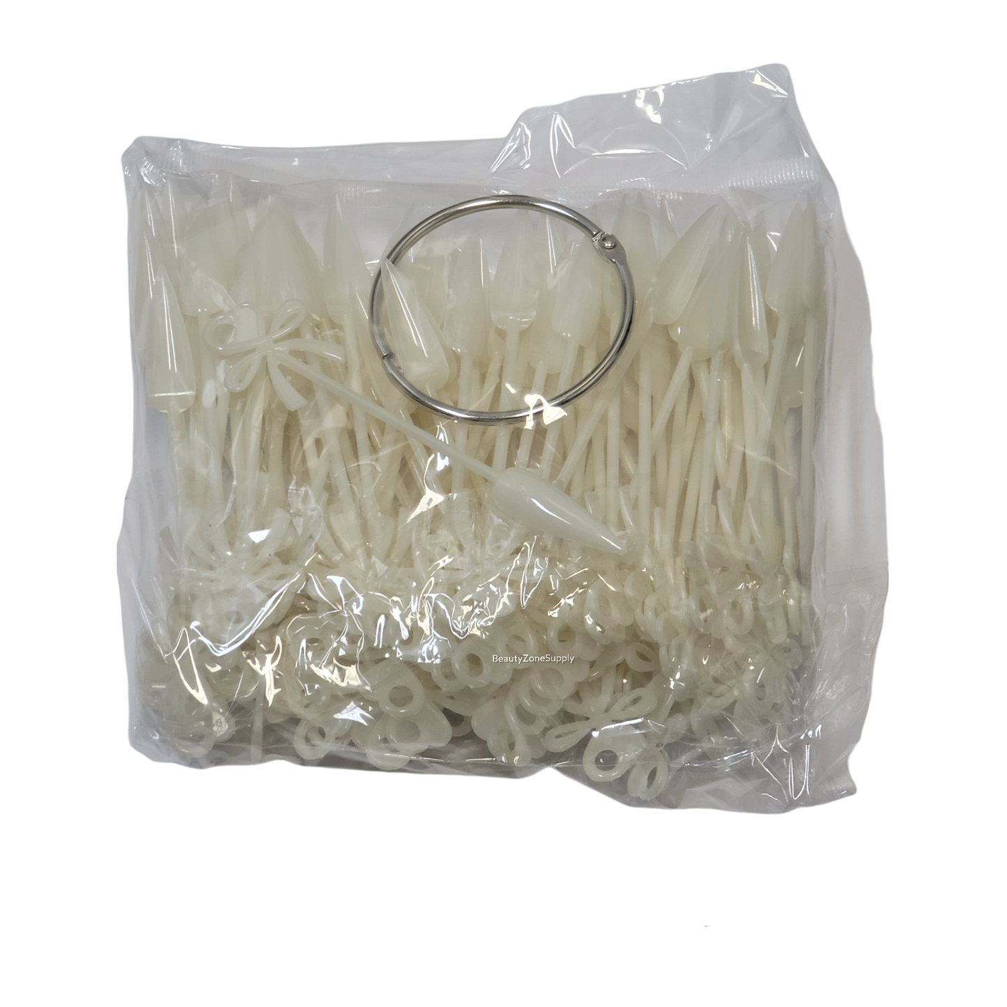 Stiletto Nail Tips Display Natural Bag 100 pc