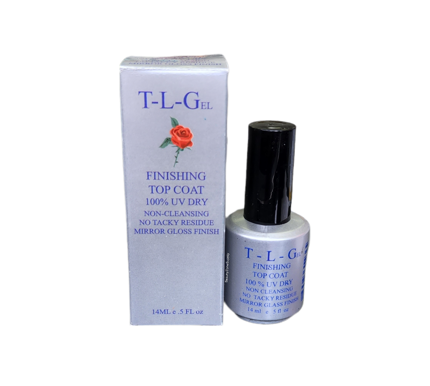 TLG Finishing Gel Top Coat 0.5 oz Silver box