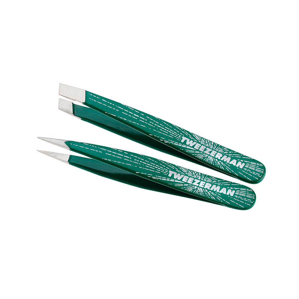Tweezerman Professional Emerald Shimmer Micro Mini Slant & Point Set #4225-R