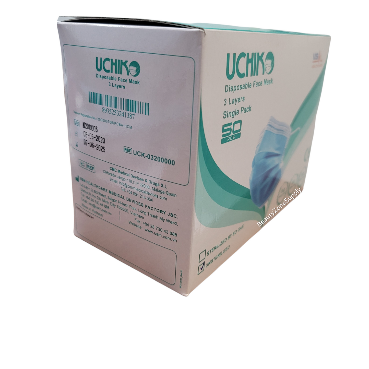 Uchik Disposable Ear loop Face Mask 3 Layer - Single Pack - 50 pcs