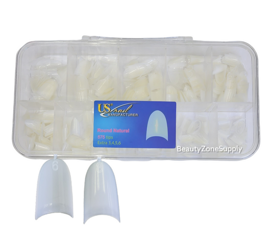 USN Round Natural Nail Tips - Full Box 575 pcs