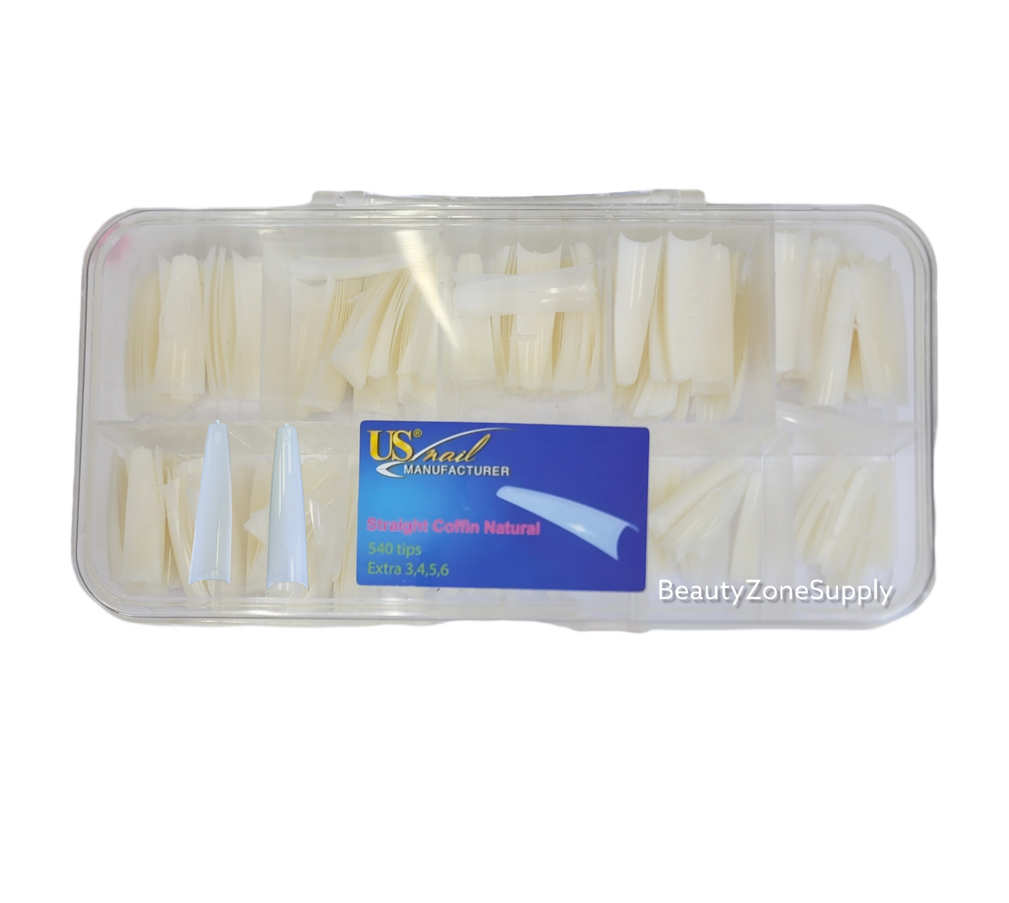 USN Straight Coffin Natural Nail Tips - Full Box 540 pcs