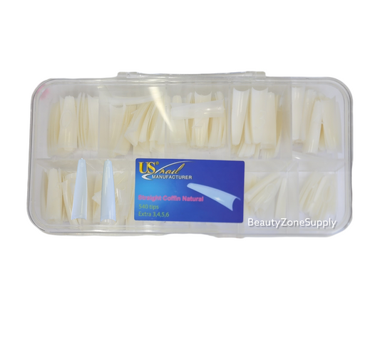 USN Straight Coffin Natural Nail Tips - Full Box 540 pcs