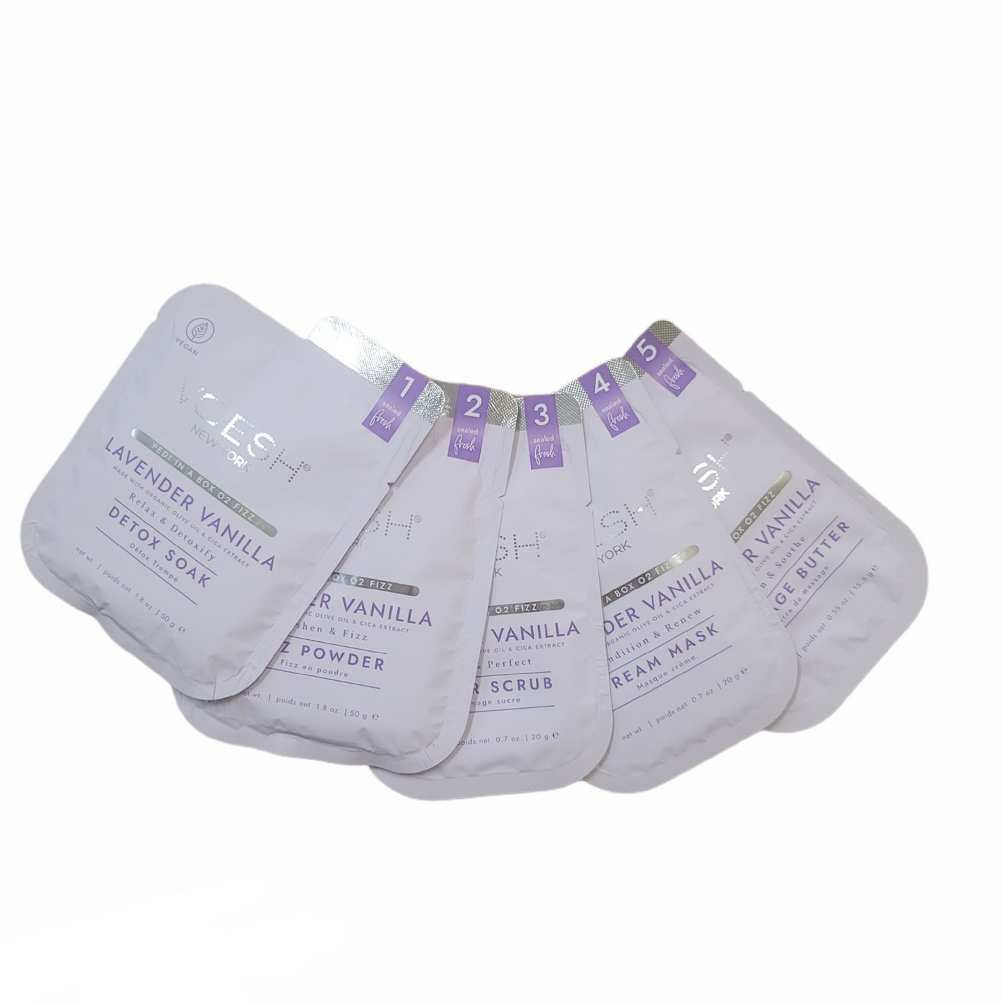 VOESH 5 in 1 Step HQ O2 Fizz Pedi Lavender Vanilla Case 50 pack