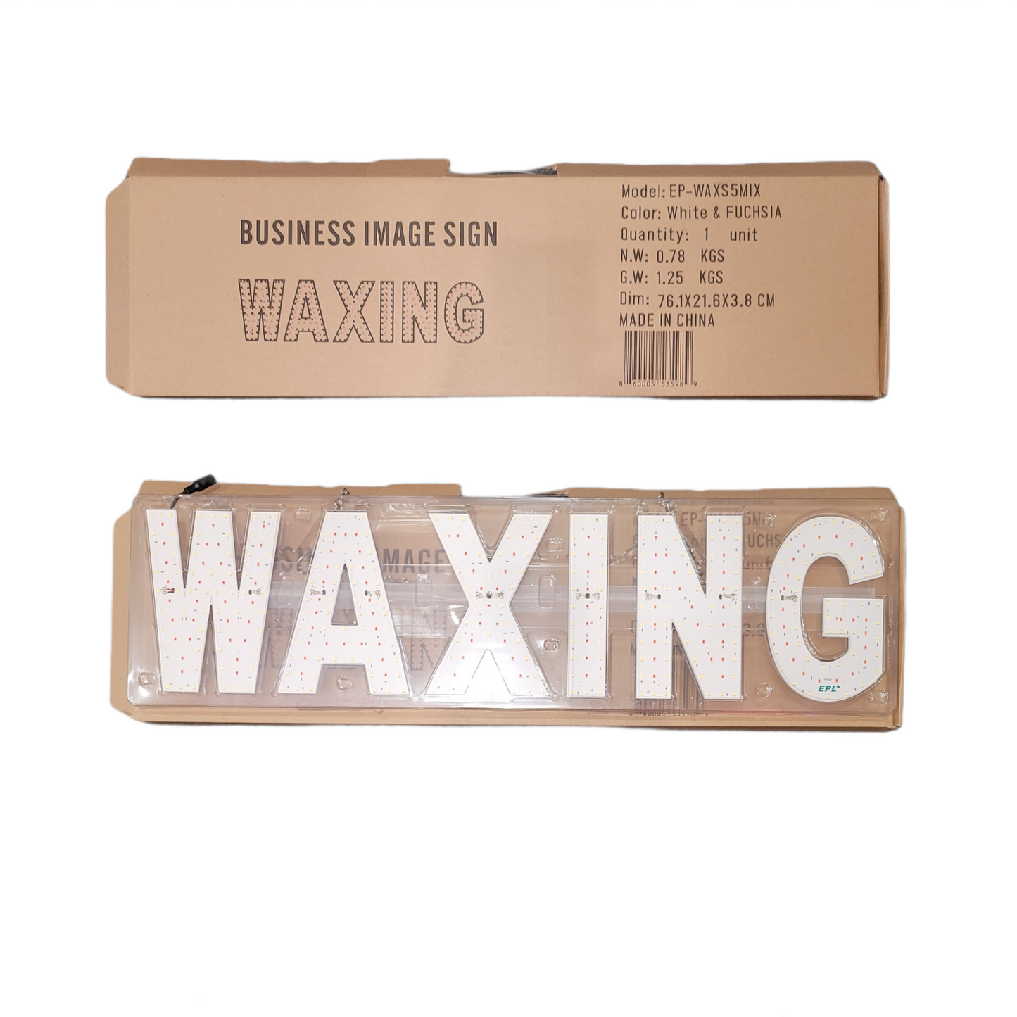 WAXING Sign LED Super Bright White 5000K Fuchsia 7x28