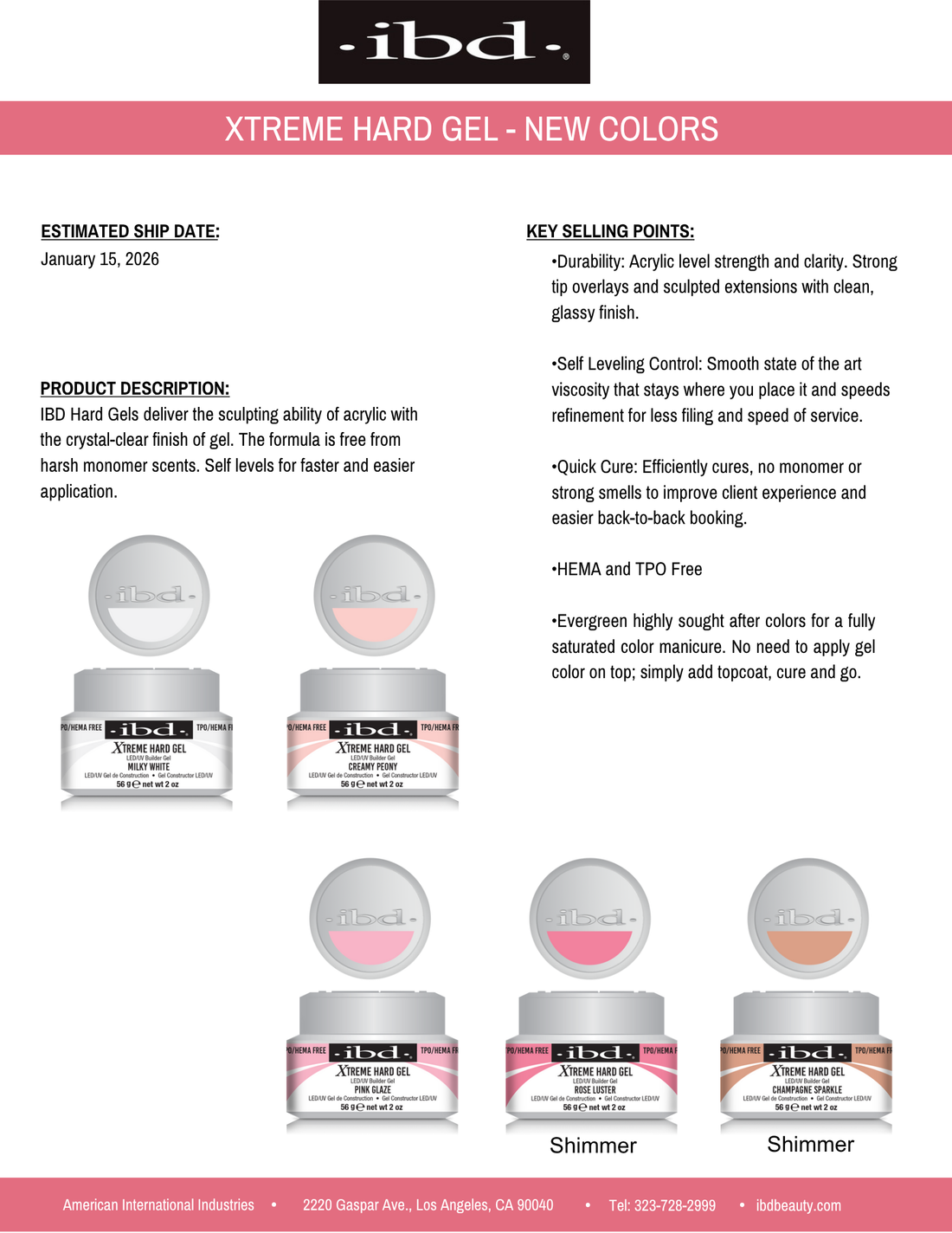 IBD Xtreme Hard Gel Colors HEMA & TPO Free Builder Gel