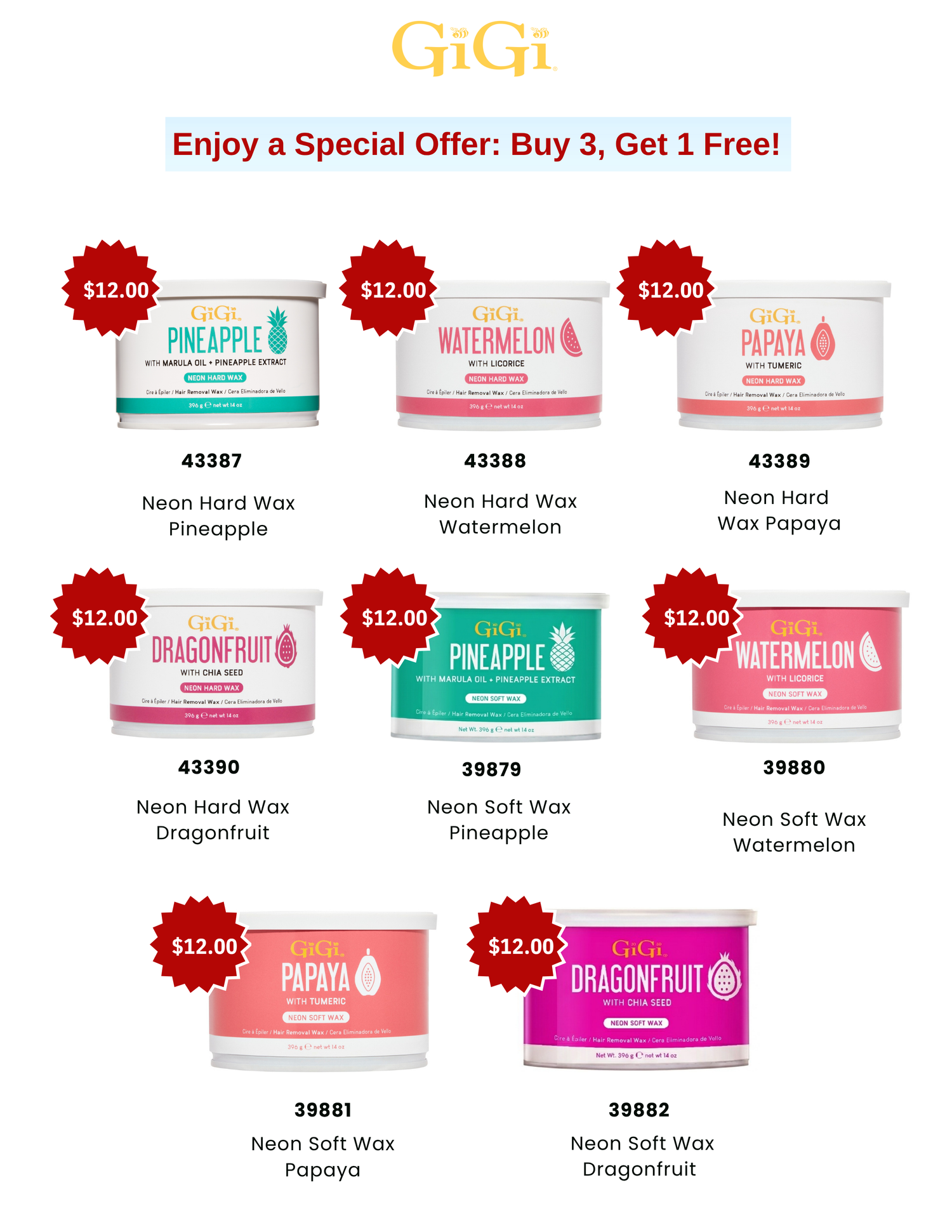Gigi Wax Buy 3 Get 1 Free!!