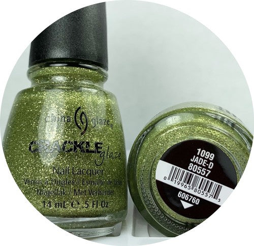 China Glaze Nail Lacquer Jade-d 1099 #80557 Crackle Glitter Shimmering Gold Green