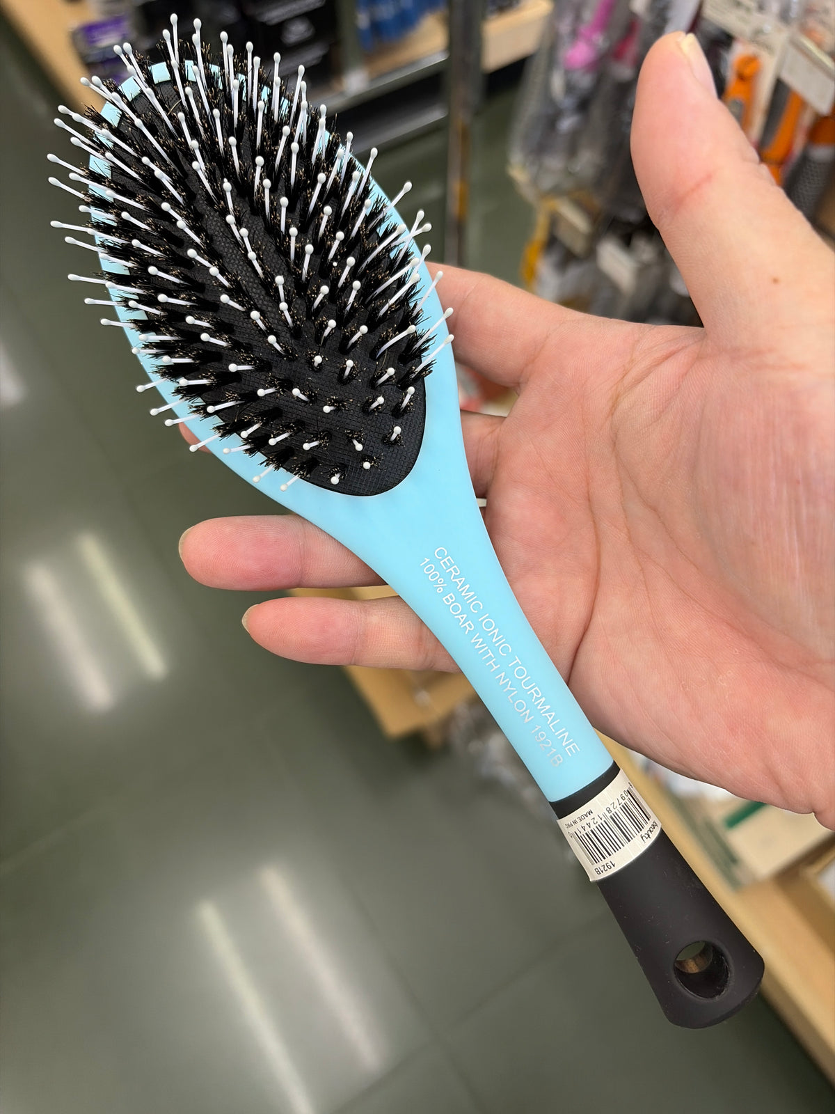 IB 1921b Blue Ceramic Oval Paddle Porcupine Brush