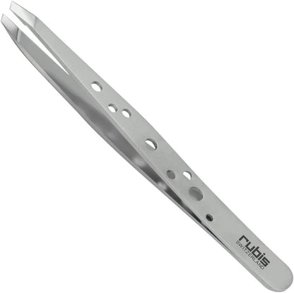 Rubis Switzerland Swiss Tweezers Stainless Steel ProGrip Slanted Tip 3-3/4" #18820