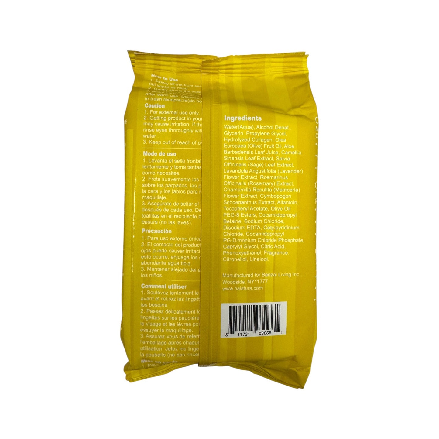 Naisture Facial Cleansing & Make-up Remover Collagen with Olive Oil & Vitamin E 30 Wipes