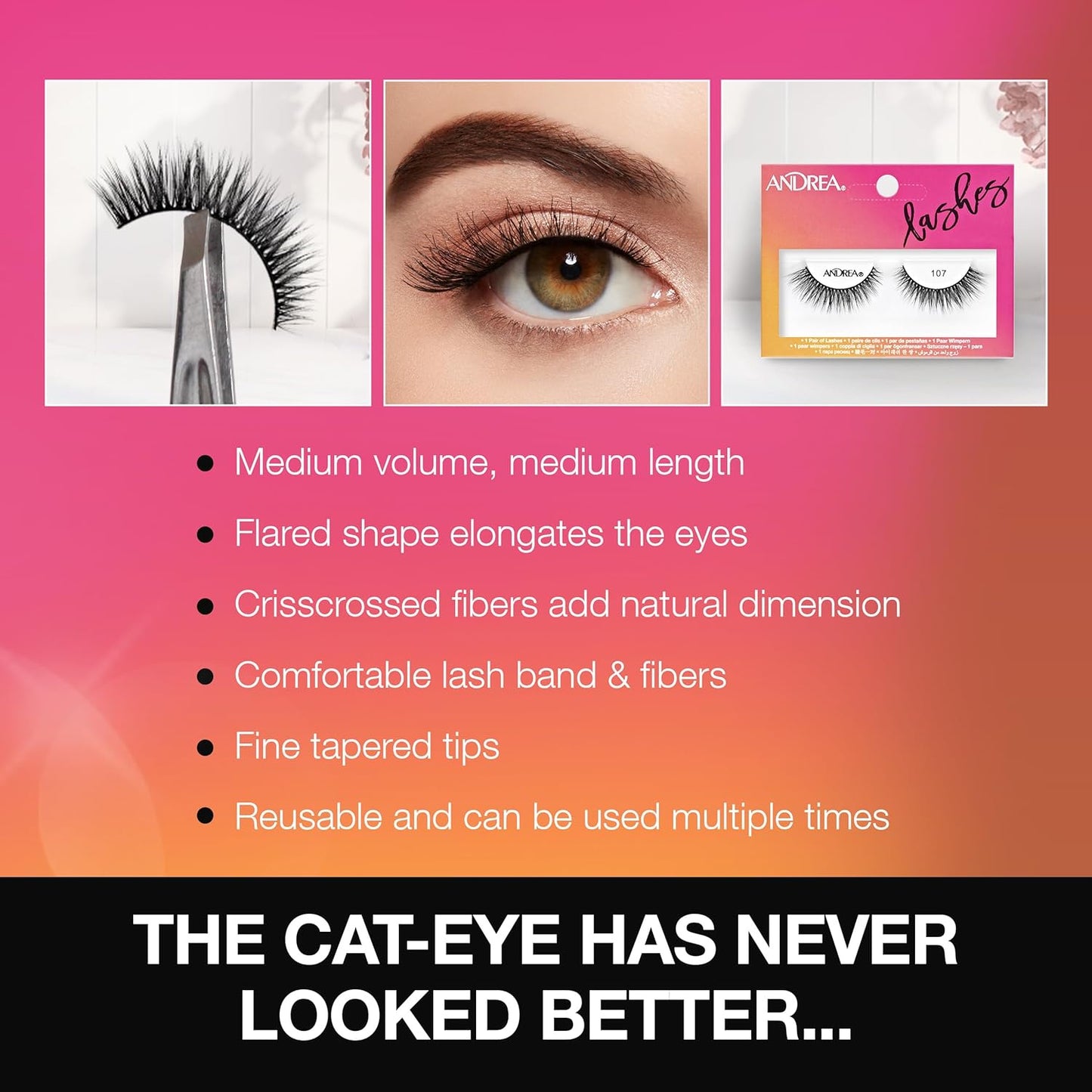 Andrea Strip Lash False Eyelashes 107 - Black #85153