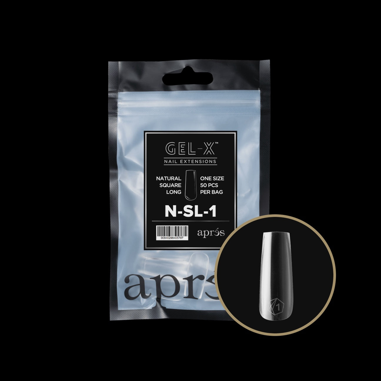 Apres Gel-X® Refill Bag 50 tips Natural Square Long