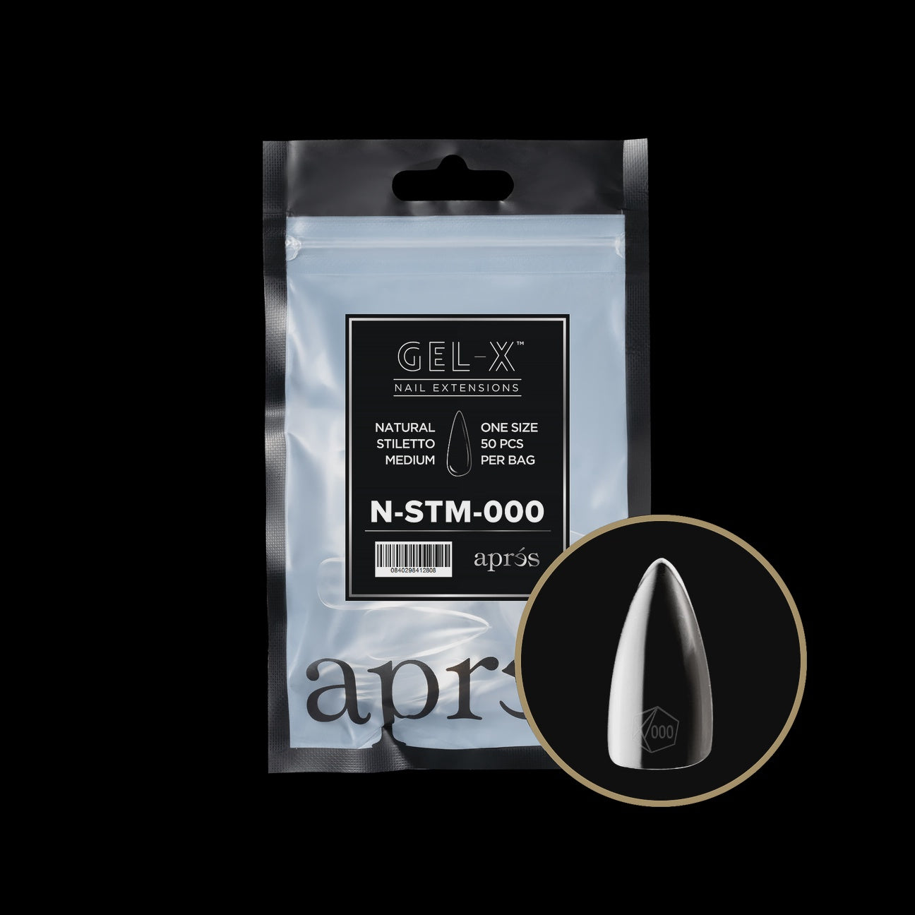 Apres Gel-X® Refill Bag 50 tips Natural Stiletto Medium