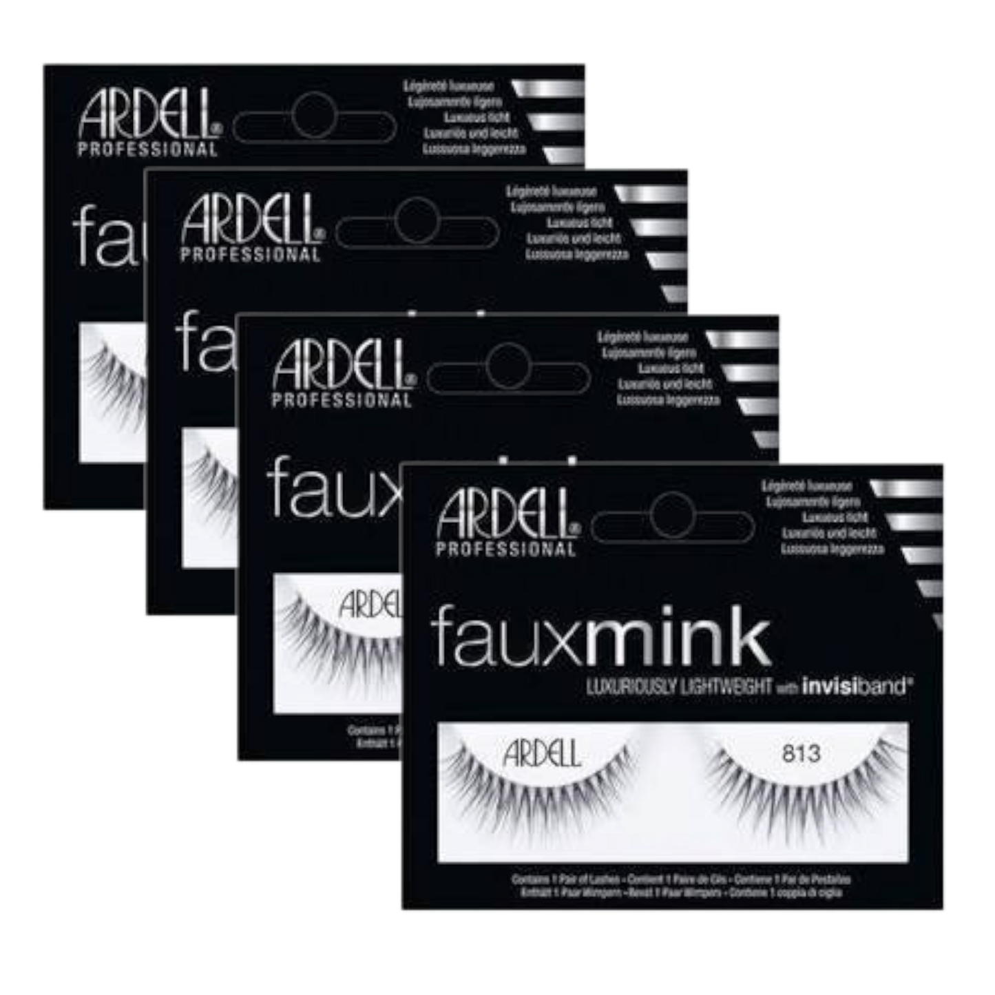 Ardell Faux mink Strip Lashes 813 Black #66313 4 Pack Deals