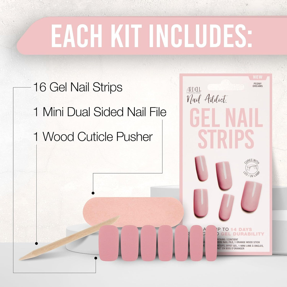Ardell Nail Addict Gel Nail Strips - Peony Dreams #37947