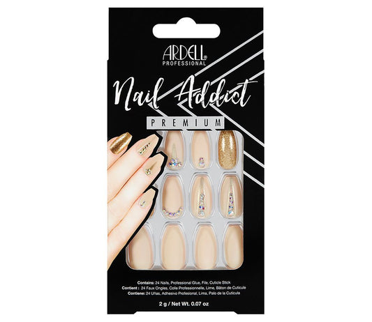 Ardell Press-on Nails Premium Nail Addict Nude Jeweled #75892