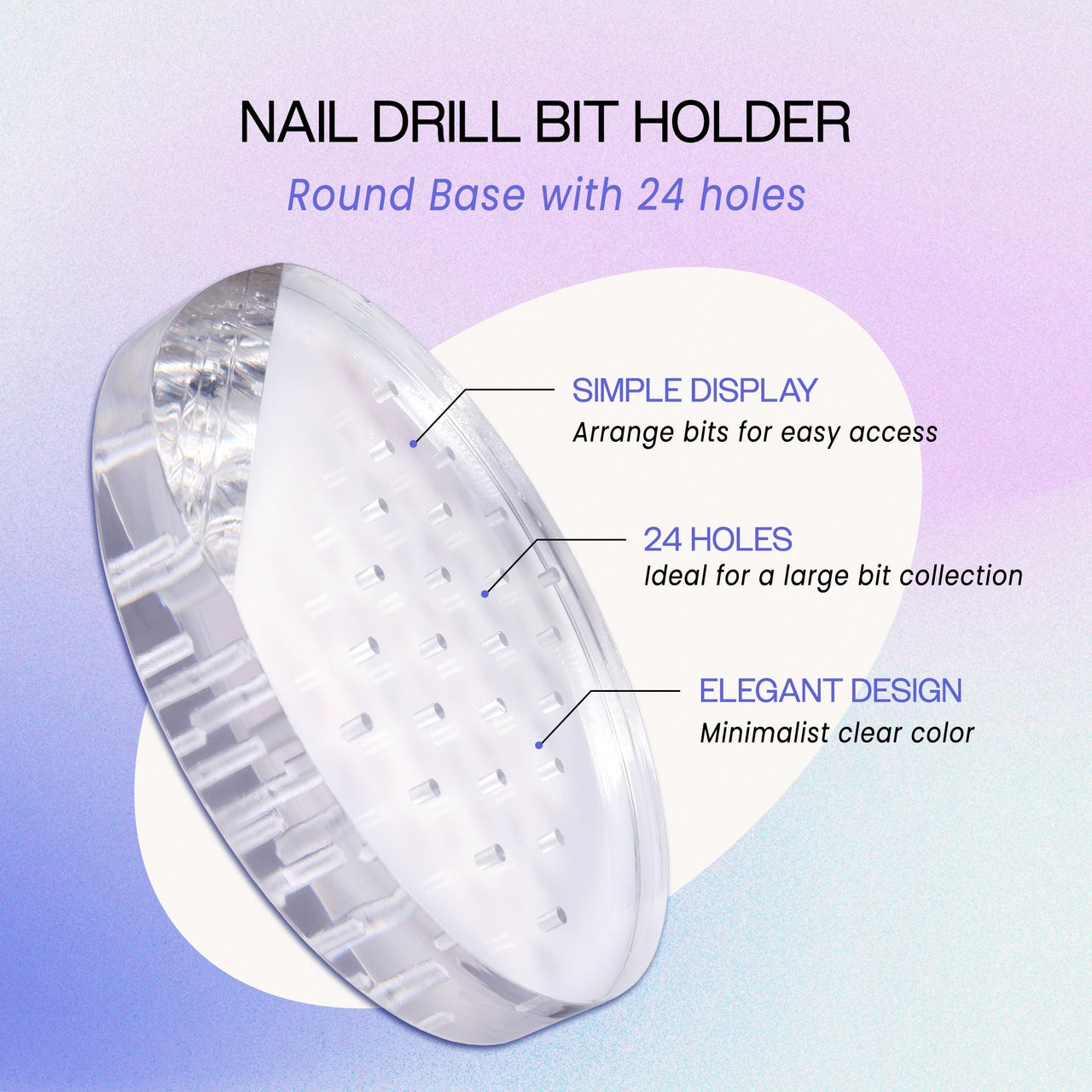 Carbide Bit 24 Hole Acrylic Nail Drill Bit Holder