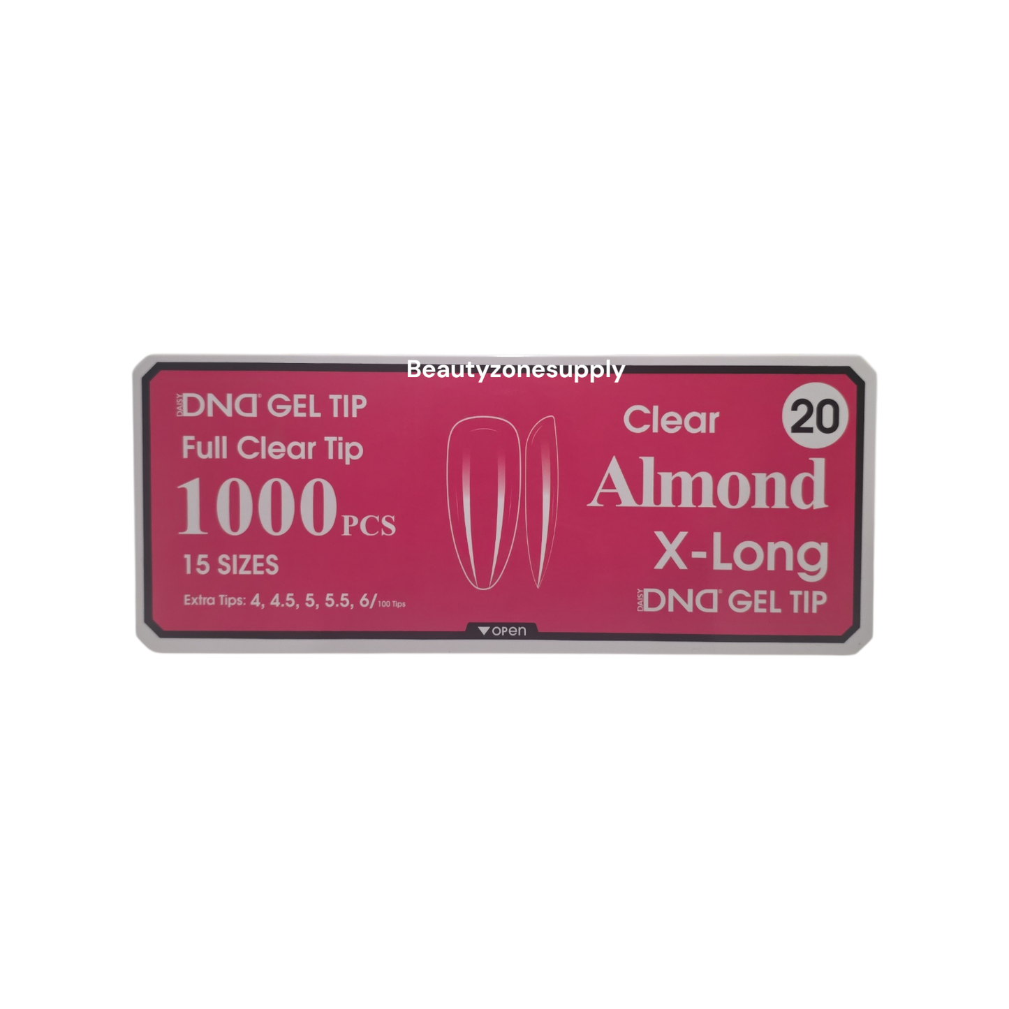 DND Soft Gel Tips Full Clear Tip Almond X-Long 1000 tips #20