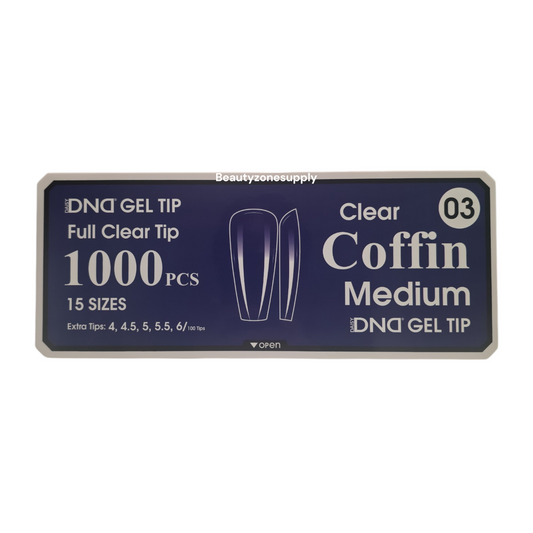 DND Soft Gel Tips Full Clear Tip Coffin Medium 1000 tips #03