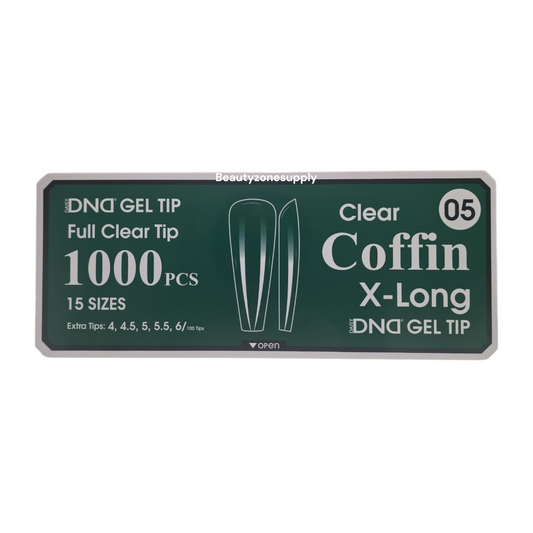 DND Soft Gel Tips Full Clear Tip Coffin X-Long 1000 tips #05