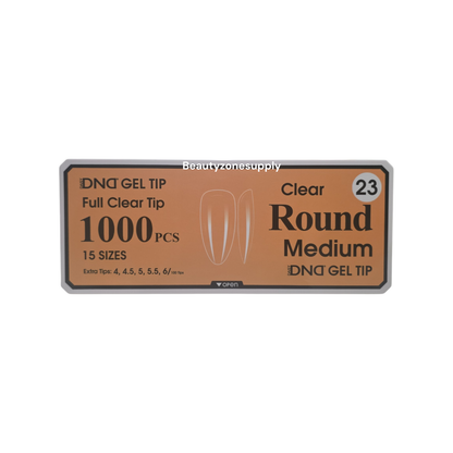 DND Soft Gel Tips Full Clear Tip Round Medium 1000 tips #23