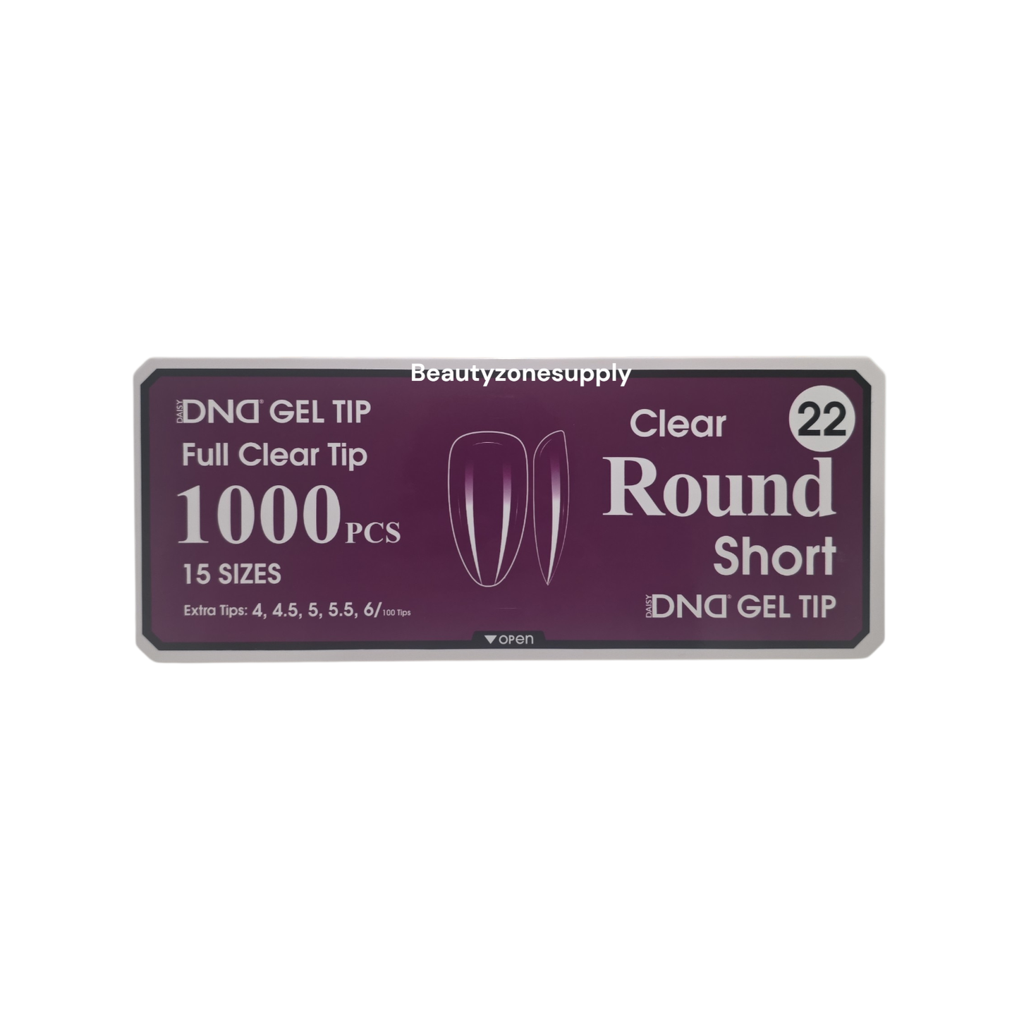 DND Soft Gel Tips Full Clear Tip Round Short 1000 tips #22